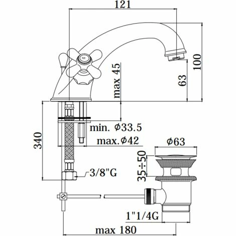 Mitigeur De Lavabo Paffoni Iris - Viola IRV065 - VLV065 Chromé - Viola - Vidage Automatique 11/4 - Chromé 5 Mitigeur De Lavabo Paffoni Iris - Viola IRV065 - VLV065 Chromé - Viola - Vidage Automatique 11/4 - Chromé – Image 3